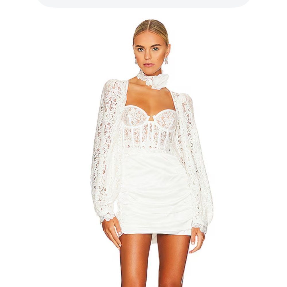 NWT For Love andβLemons Lacey Mini Dress White corset bustier bridal XL